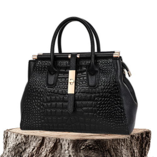 A woman carrying an elegant classic handbag on her arm as she heads out for the day.