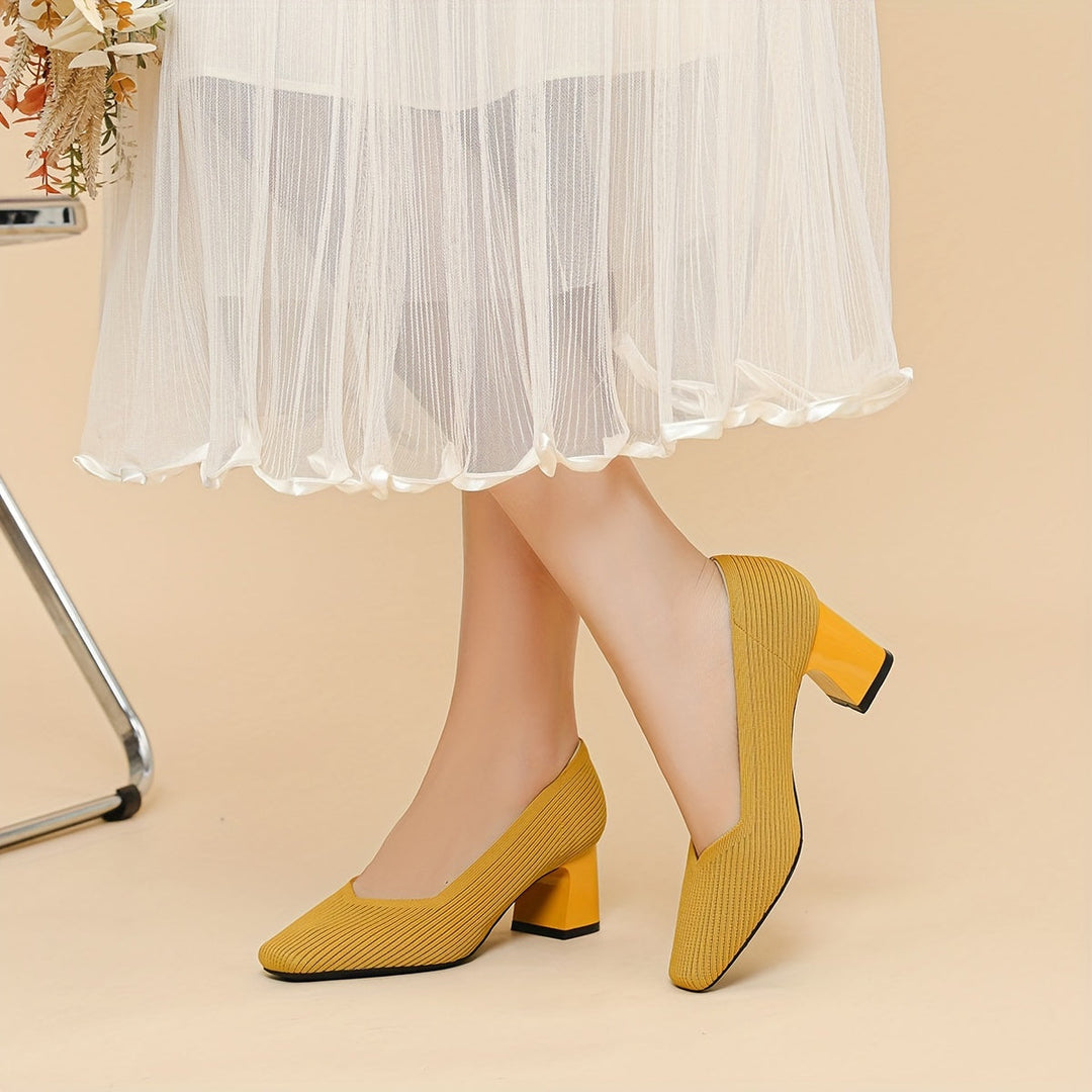 A woman in cushioned arch-support heels comfortably on her feet through a busy day.