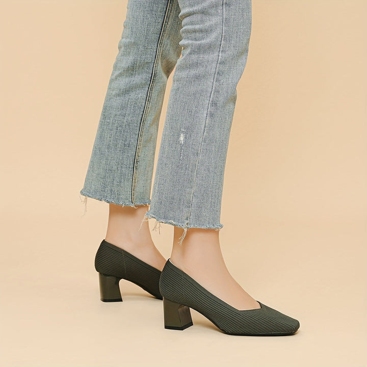 A woman in cushioned arch-support heels comfortably on her feet through a busy day.