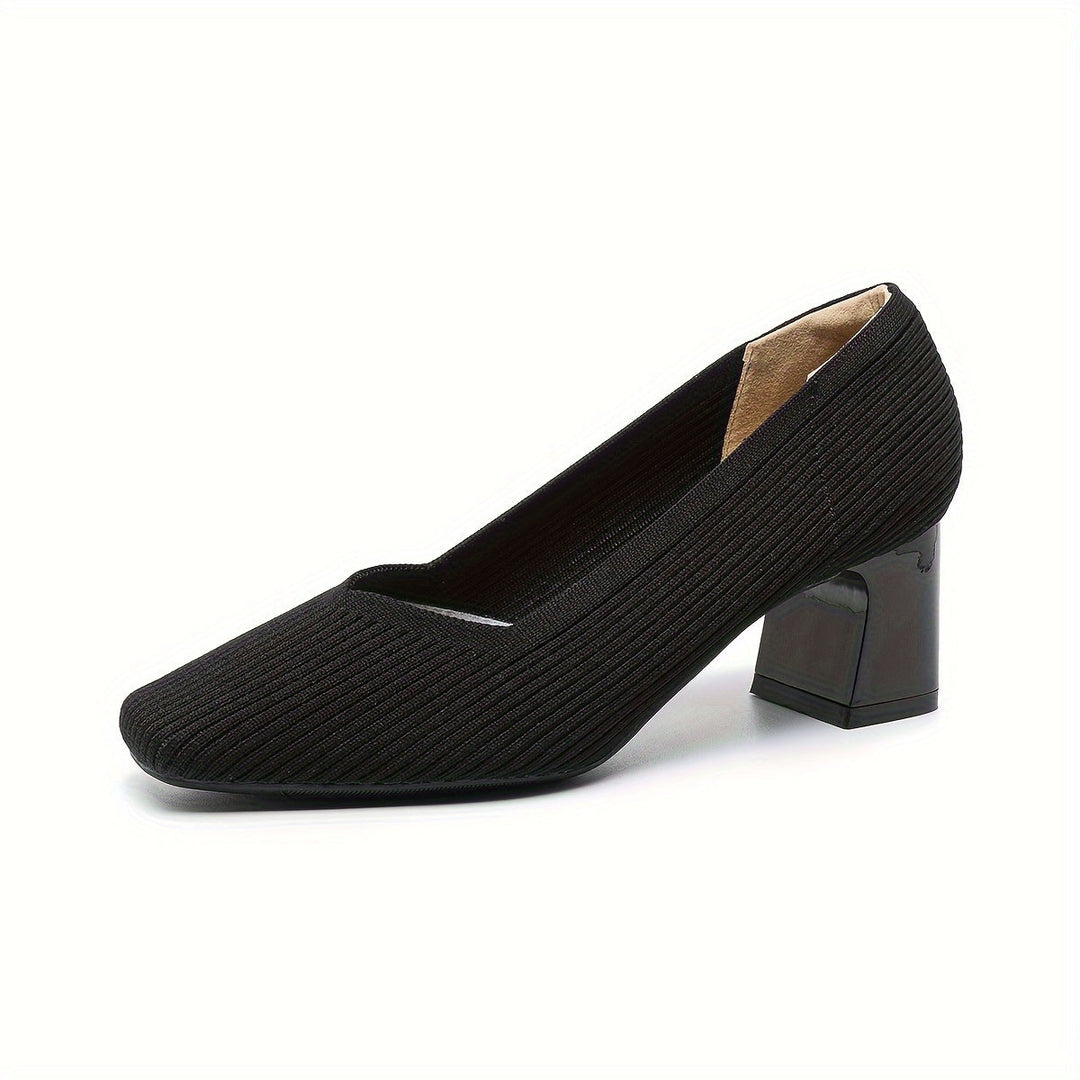 A woman in cushioned arch-support heels comfortably on her feet through a busy day.