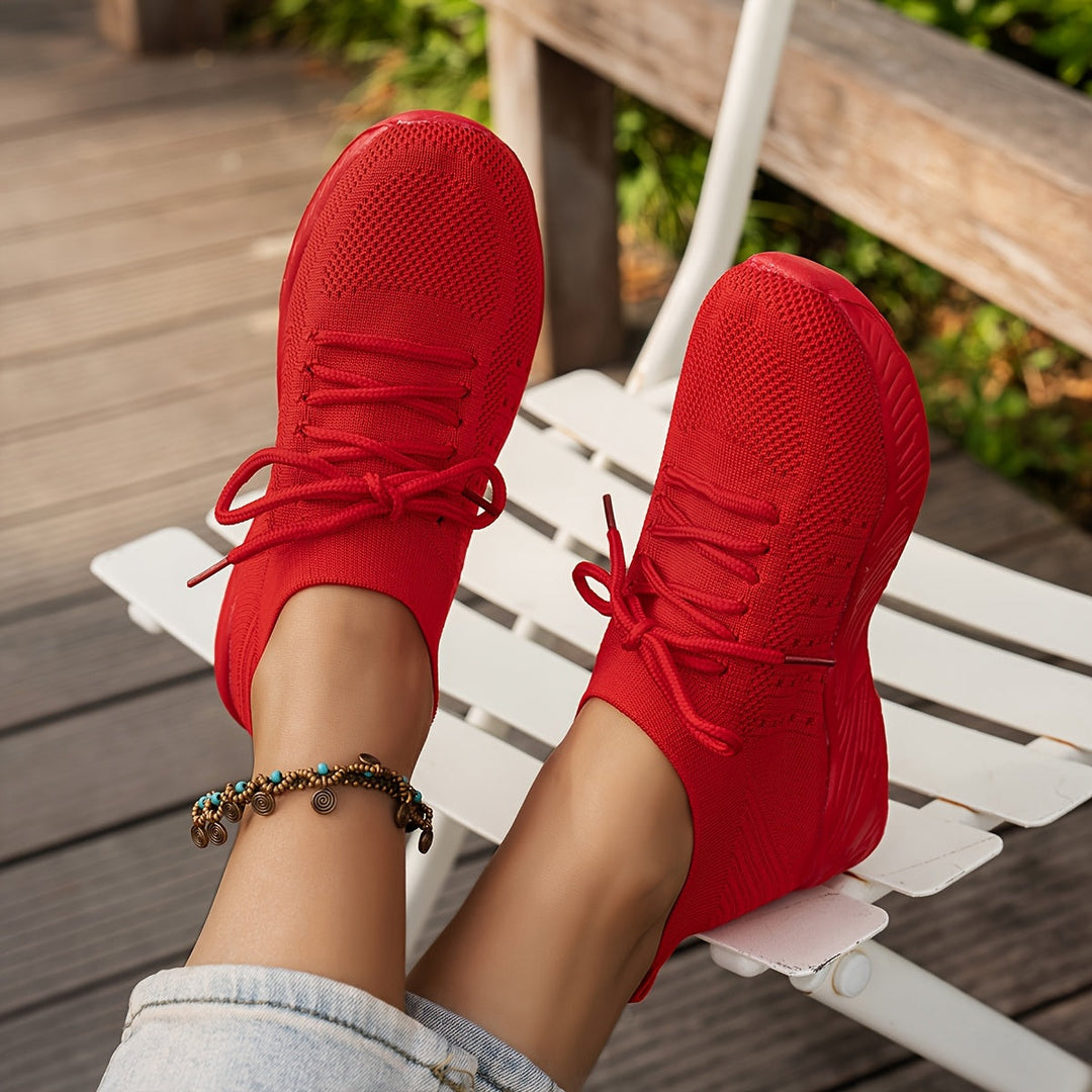 A woman wearing ultra-light comfort sneakers on a long walk