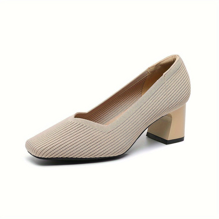 A woman in cushioned arch-support heels comfortably on her feet through a busy day.