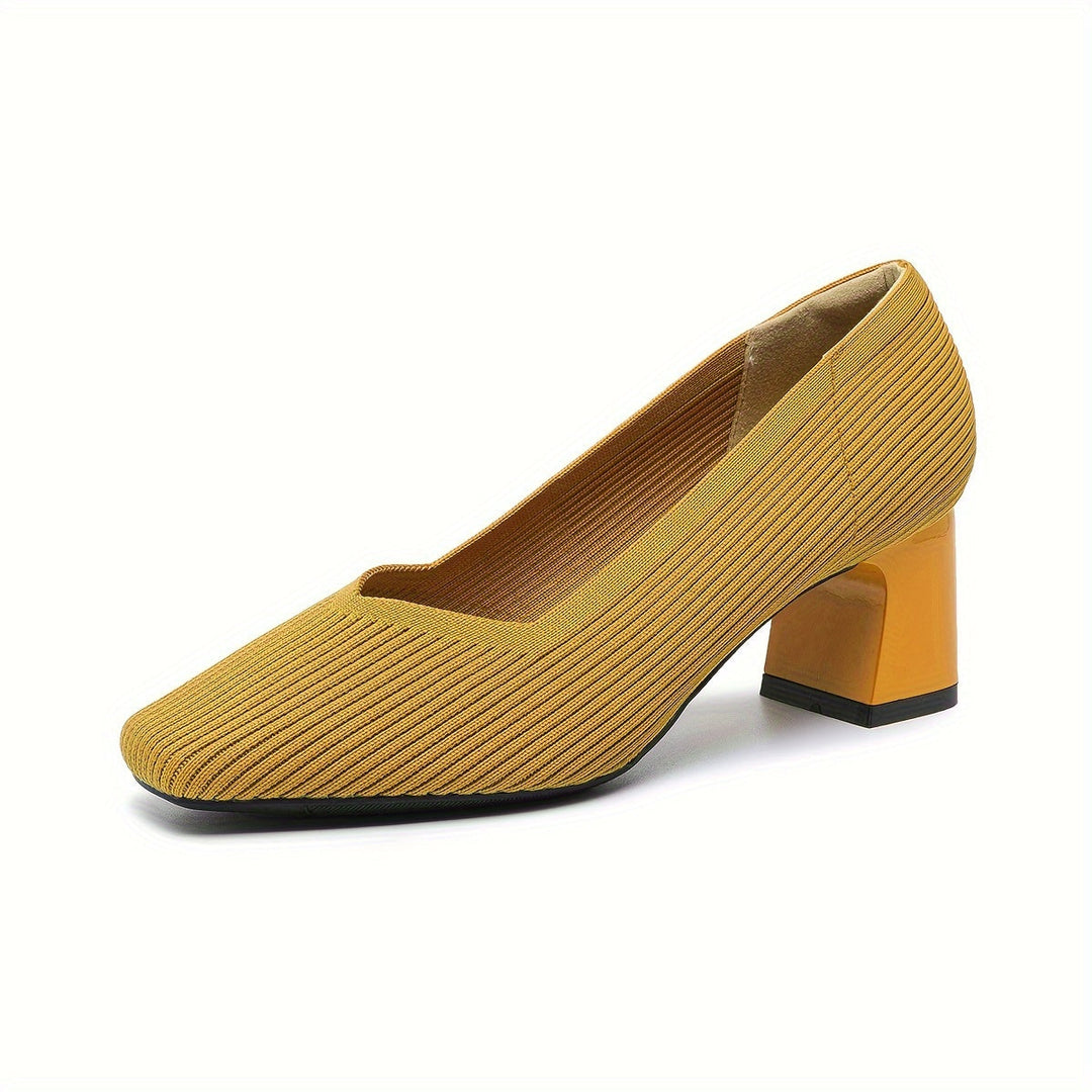 A woman in cushioned arch-support heels comfortably on her feet through a busy day.