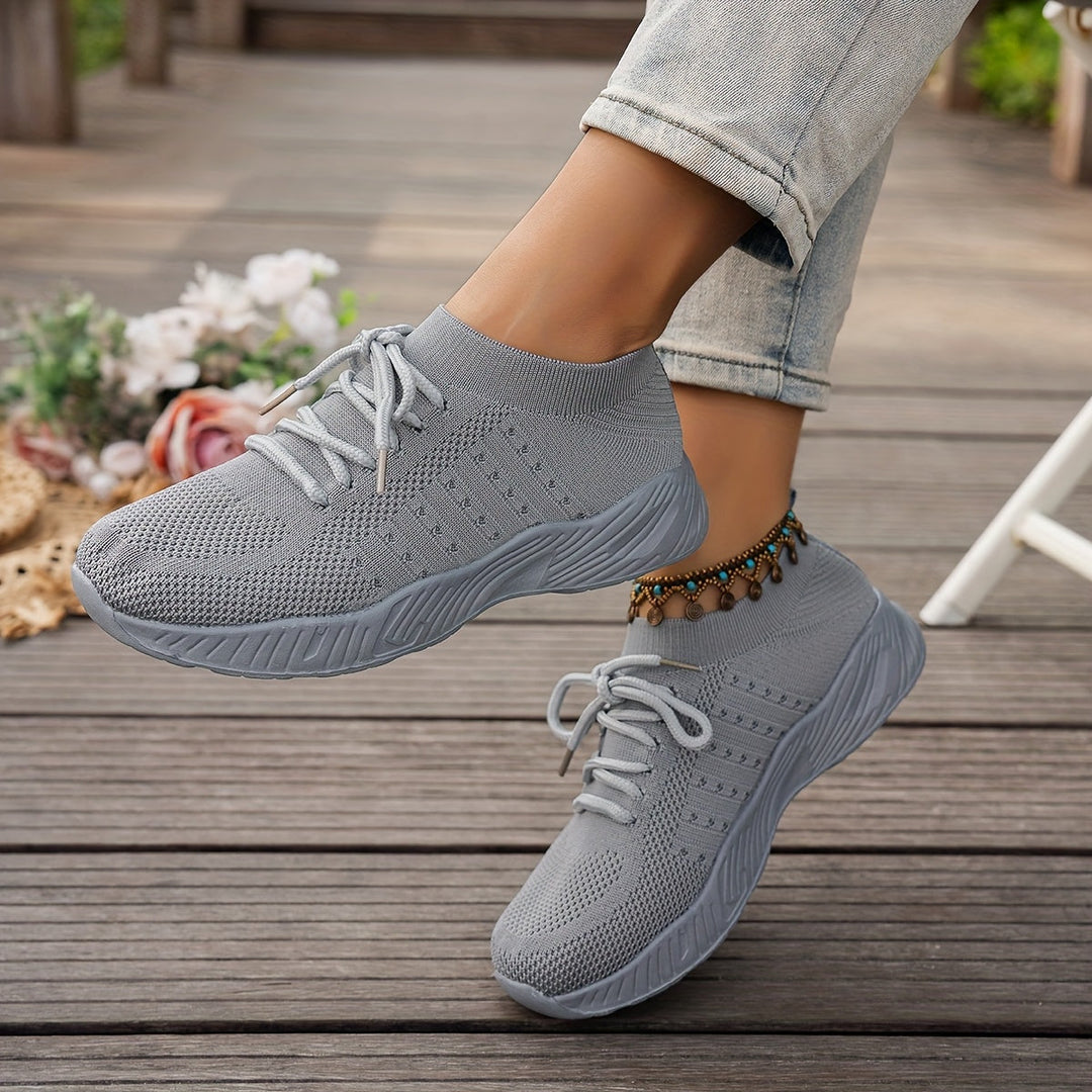 A woman wearing ultra-light comfort sneakers on a long walk
