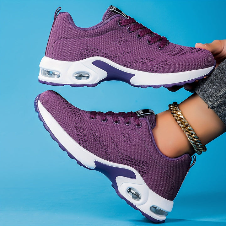 A woman walking further in breathable, air-cushioned non-slip sneakers.