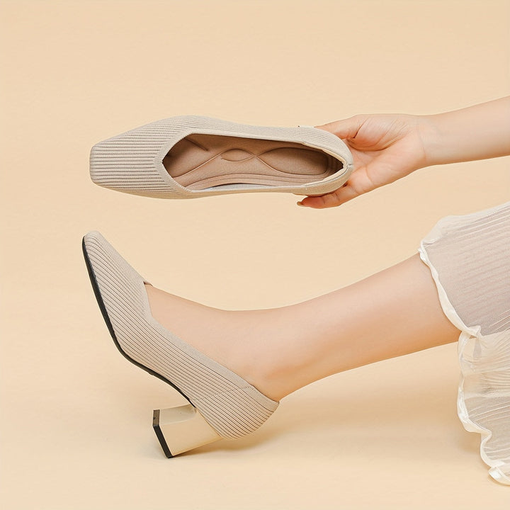 A woman in cushioned arch-support heels comfortably on her feet through a busy day.
