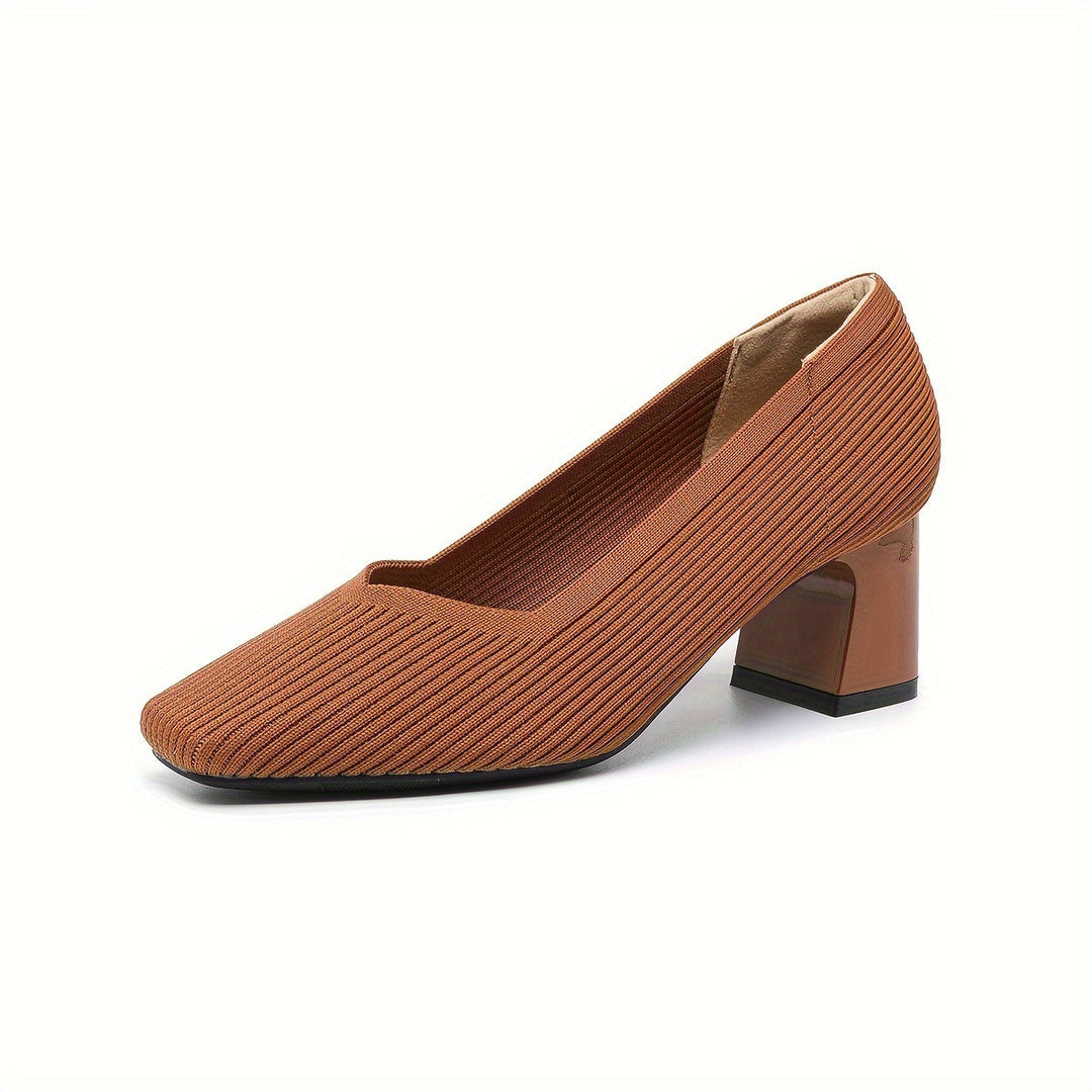 A woman in cushioned arch-support heels comfortably on her feet through a busy day.