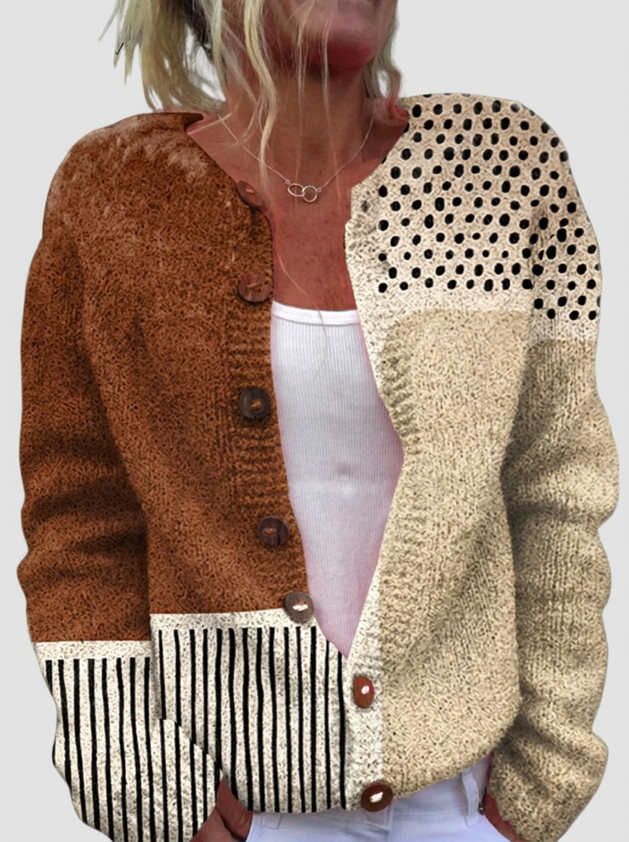 Diane™ | Cardigan in Patchwork Look