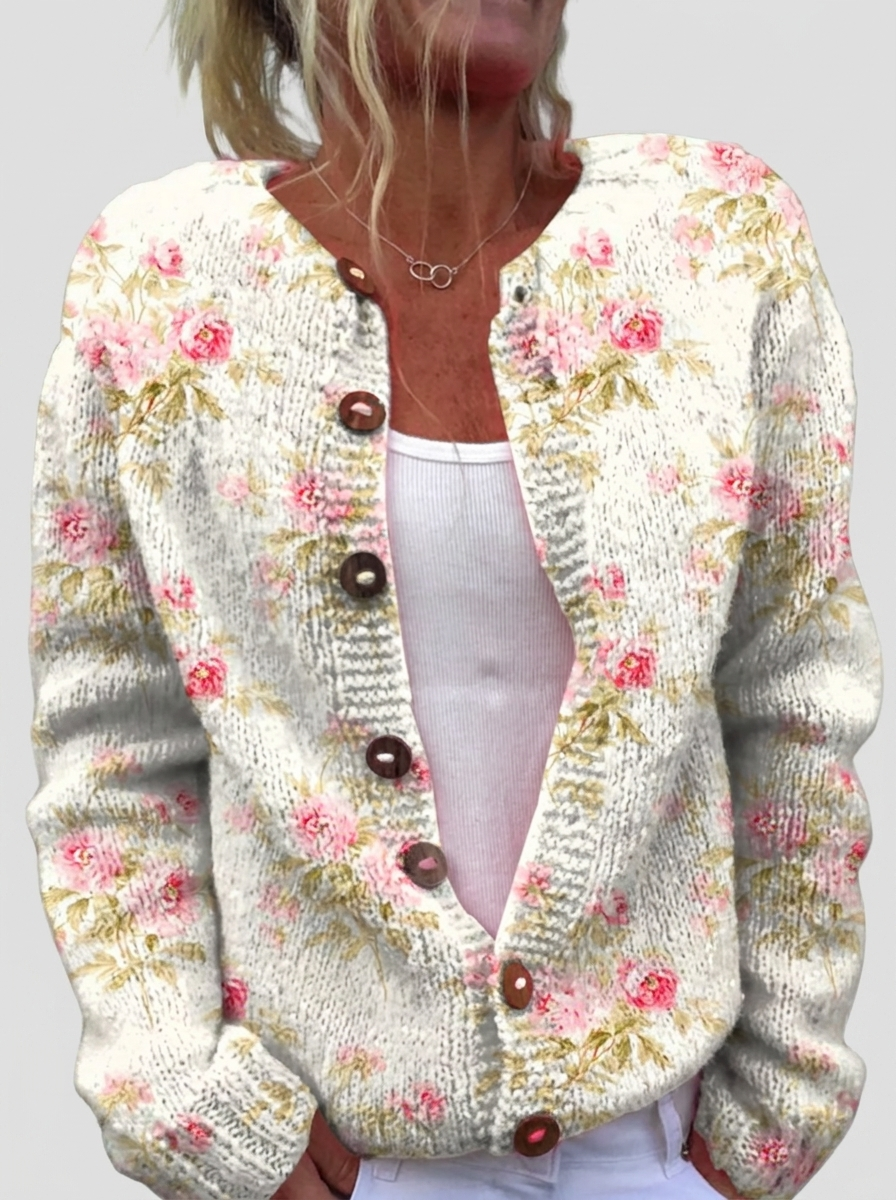 Laura™ | Cardigan with Rose Print