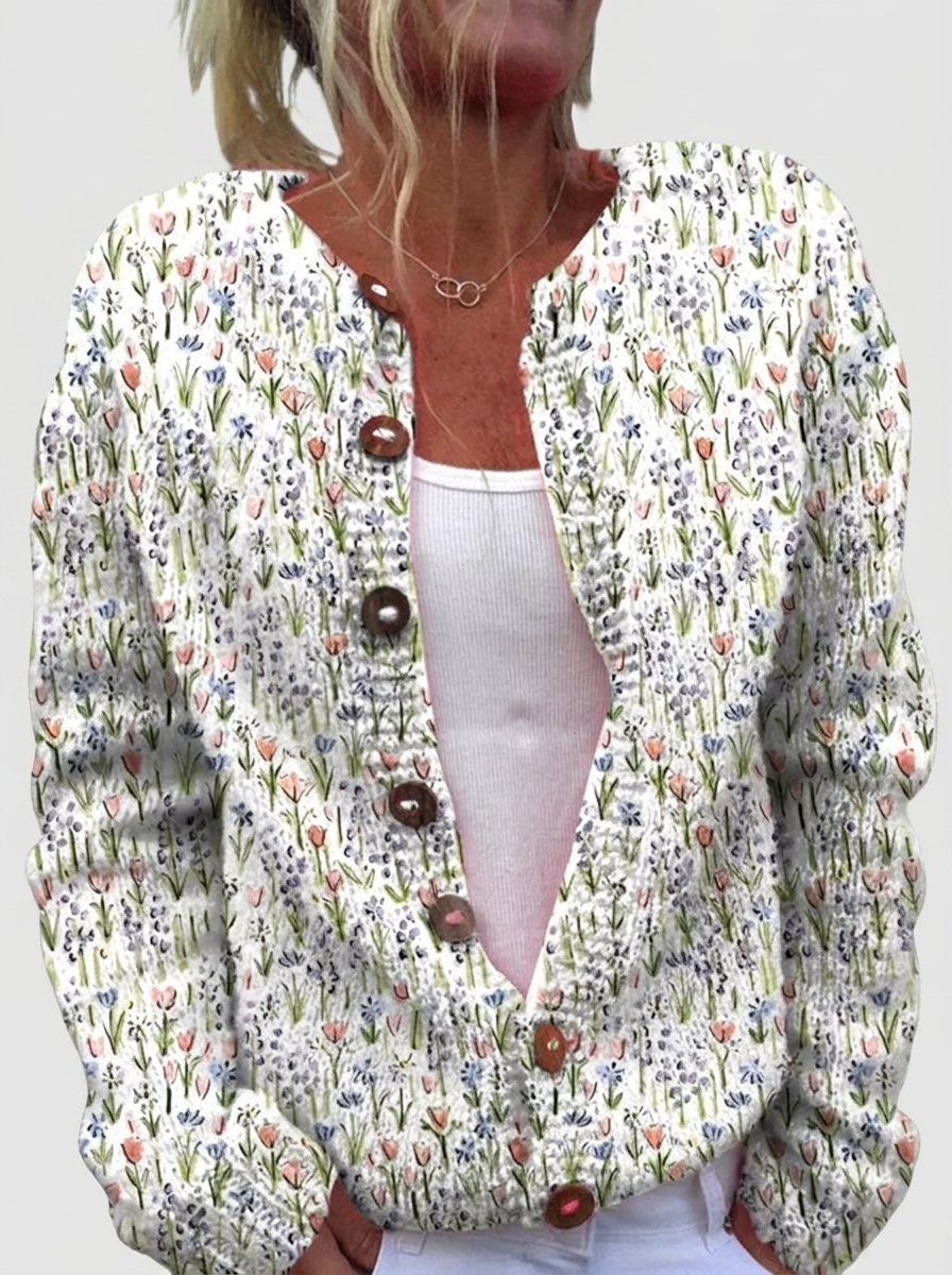 Carol™ | Cardigan with Delicate Wildflowers