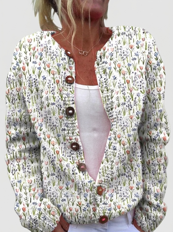 Carol™ | Cardigan with Delicate Wildflowers