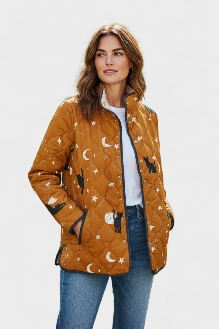 Lynette – Quilted Jacket with Cats and Moons