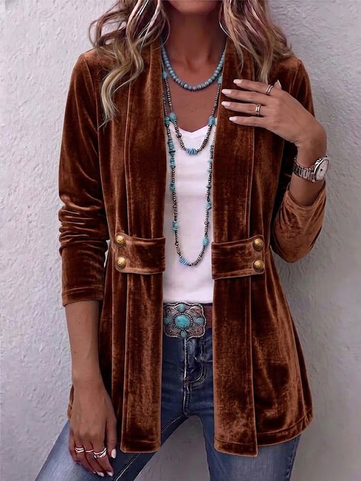 Women's open blazer with soft shimmering surface