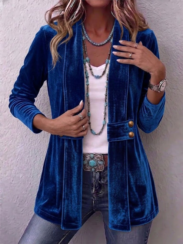 Women's open blazer with soft shimmering surface