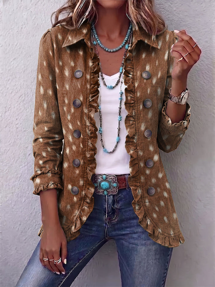 Women's brown blazer with pale speckle print