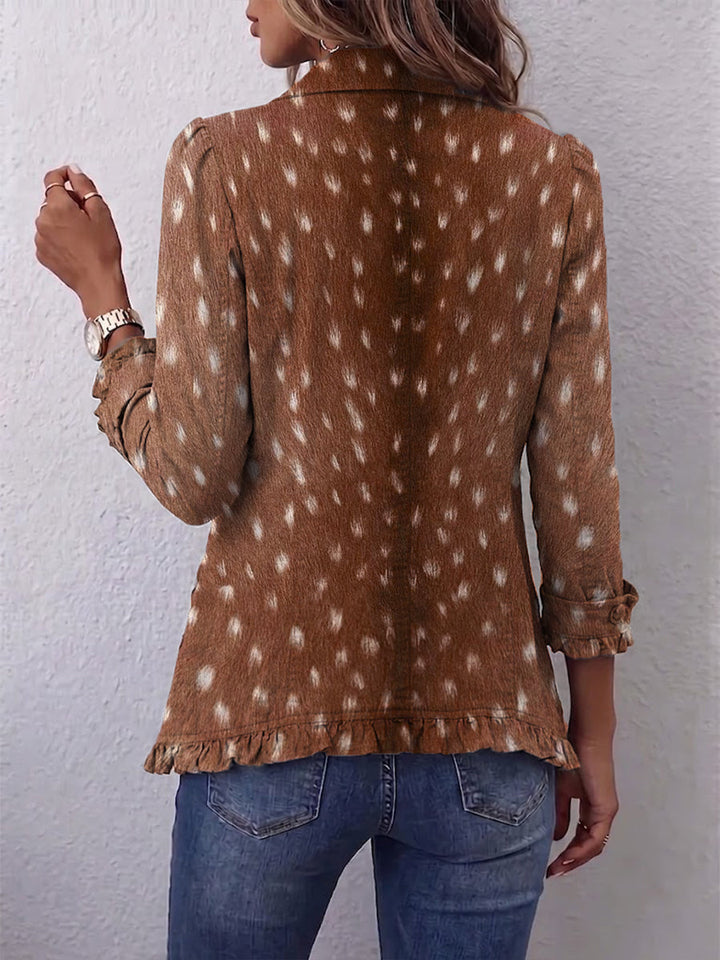 Women's brown blazer with pale speckle print